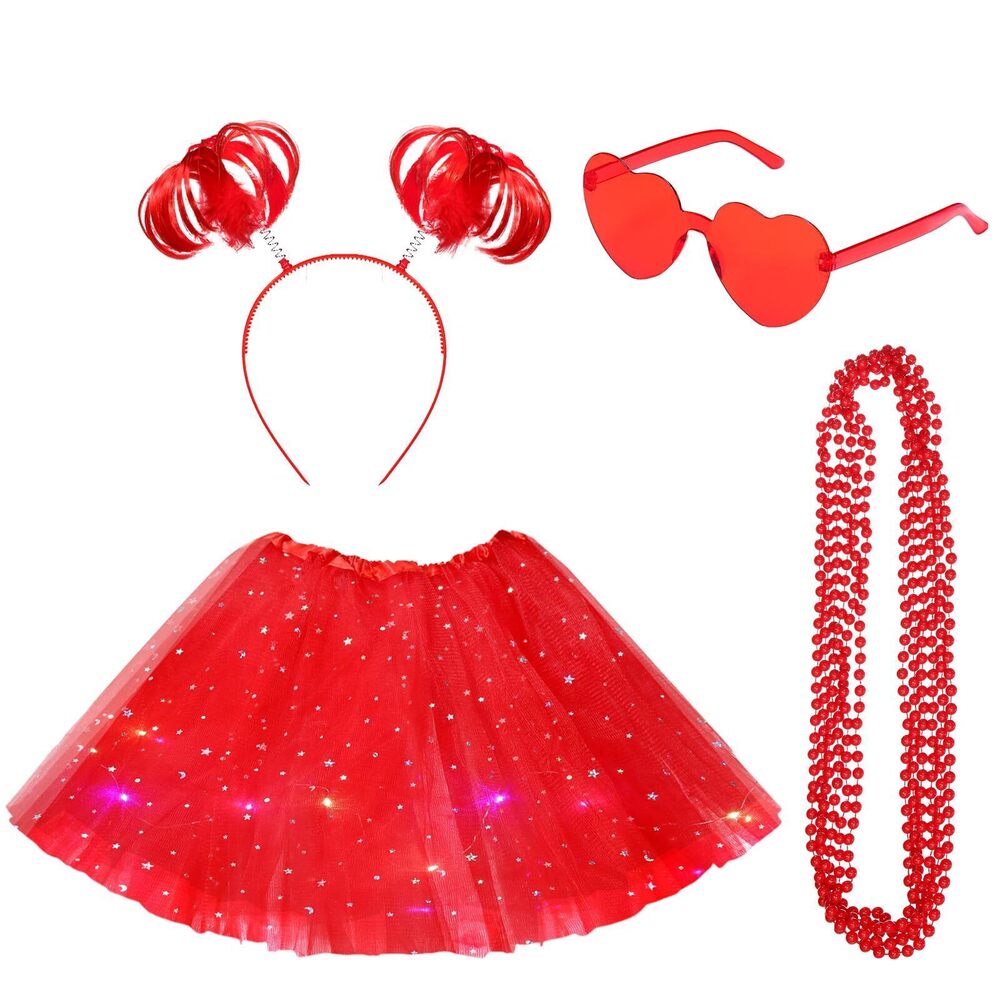 3822 9 Pcs Halloween Led Skirt Costume Set For Women, Lighted